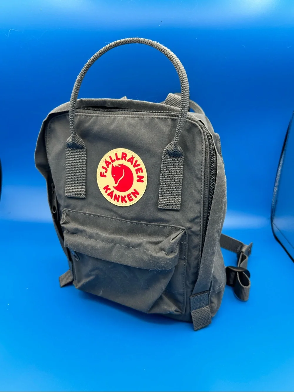 Fjallraven Kanken Mini Backpack - Grey with Red Logo